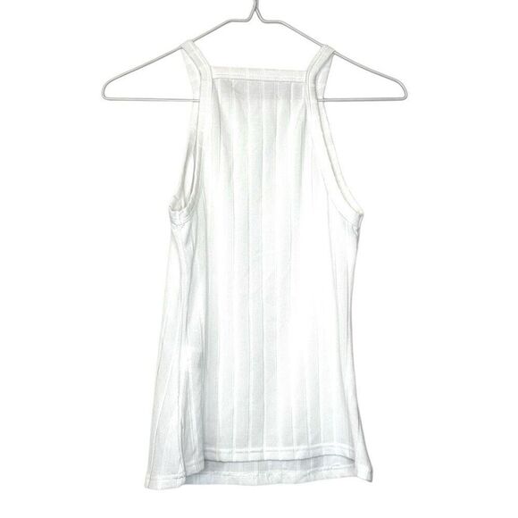 NWOT Shein EZwear Square Halter Neck Ribbed Textured Knit Tank Top White Medium - Picture 2 of 5